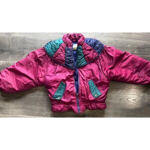 Vintage 80's girls winter coat full zip bomber jacket size 7/8